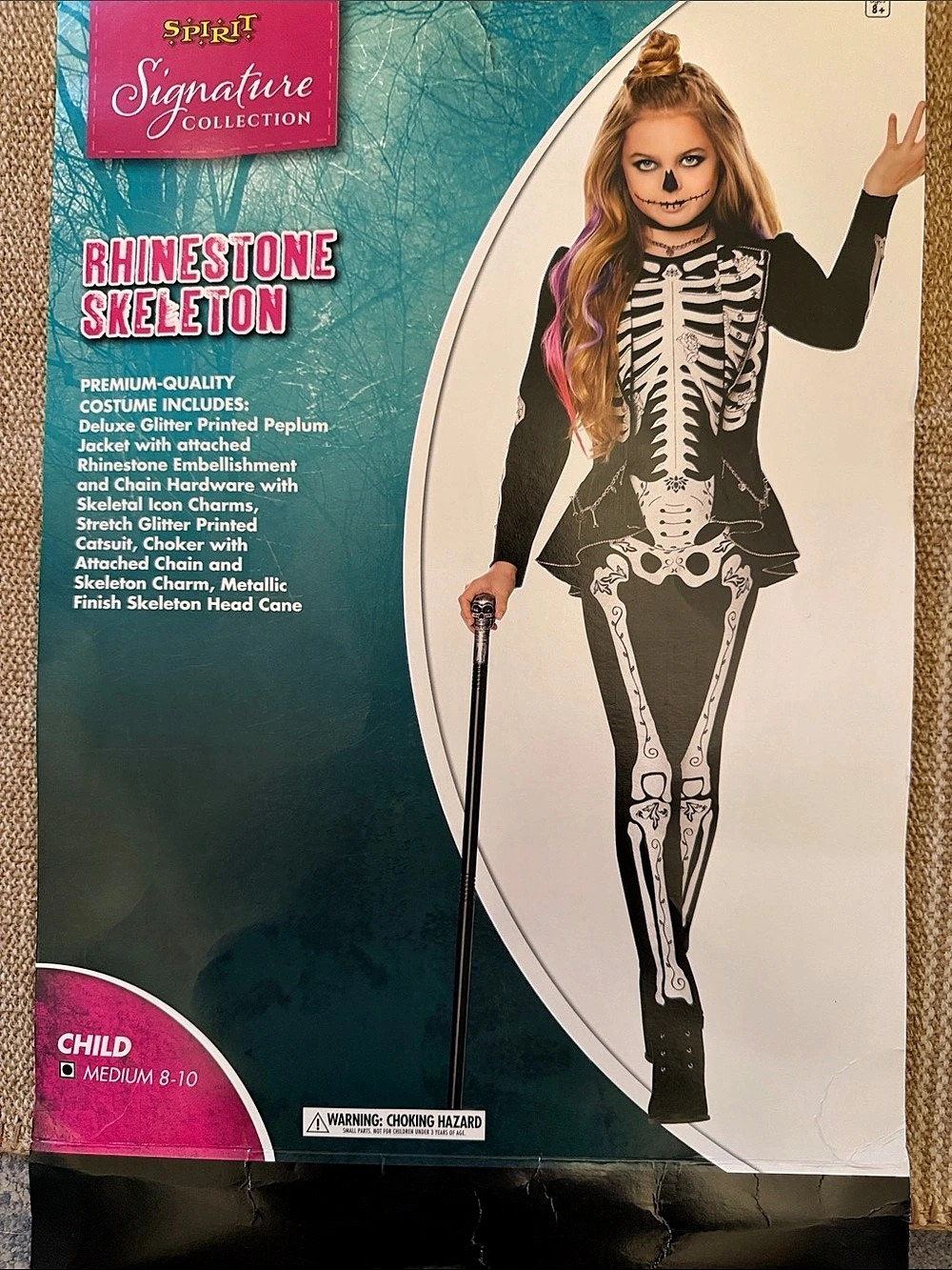 Spirit Halloween Rhinestone Skeleton Costume Girls Medium